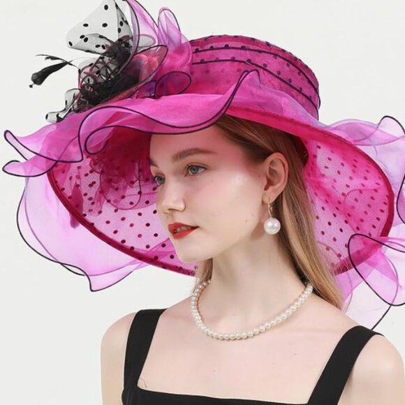 Kentucky Derby Church Dress Hat for Women Pink Fuchsia Line